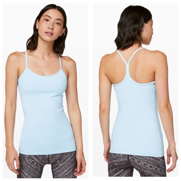 Lululemon Tops - Lululemon Power Y Tank Luon Breezy Blue Size 4 Gym Workout Yoga